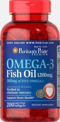 Жирні кислоти Puritan's Pride Omega-3 Fish Oil 1200 mg 200 Softgels 163103 Proteininlviv