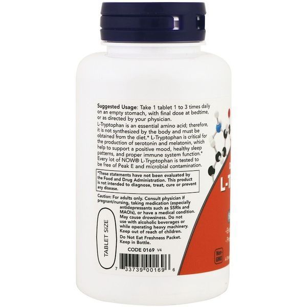NOW Foods L-Tryptophan 1000 mg 60 Tabs 148131 Proteininlviv