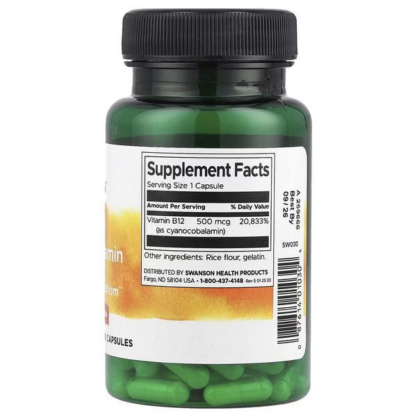 Swanson Vitamin B12 500 mcg 100 Caps 174053 фото Proteininlviv Swanson Vitamin B12 500 mcg 100 Caps 174053 Proteininlviv