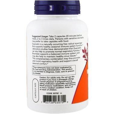 Добавка для укрепления иммунитета NOW Foods Quercetin with Bromelain 120 VCaps 148205 Proteininlviv