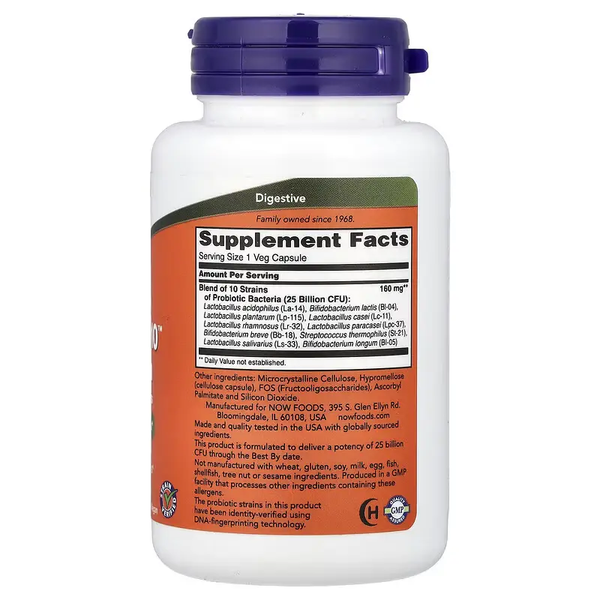 NOW Foods Probiotic-10 25 Billion 100 Veg Caps 148515 Proteininlviv