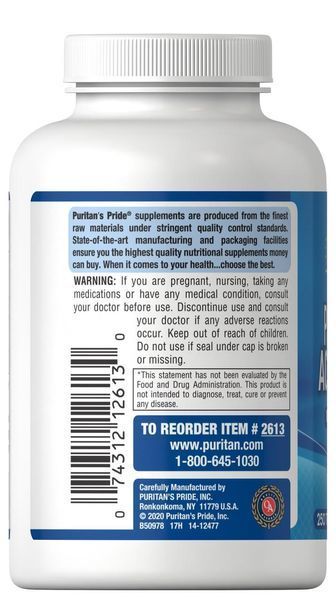 Puritan's Pride Probiotic Acidophilus 250 tabs 163130 Proteininlviv