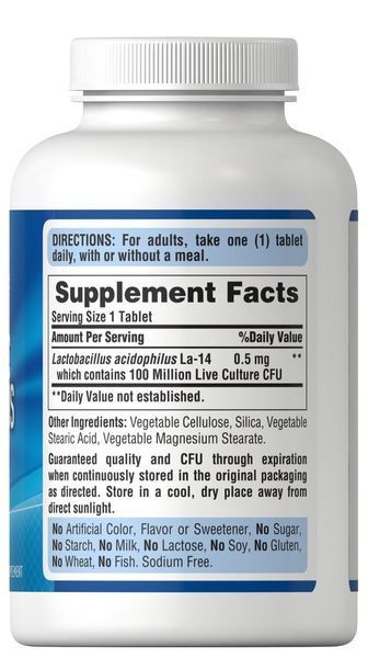 Puritan's Pride Probiotic Acidophilus 250 tabs 163130 Proteininlviv