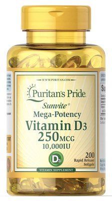 Puritan's Pride Vitamin D3 10000 IU 200 softgels 163152 Proteininlviv