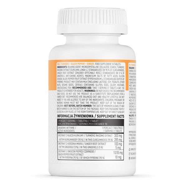 Диетическая добавка OstroVit Turmeric + Black Pepper + Ginger 90 tabs 155228 Proteininlviv