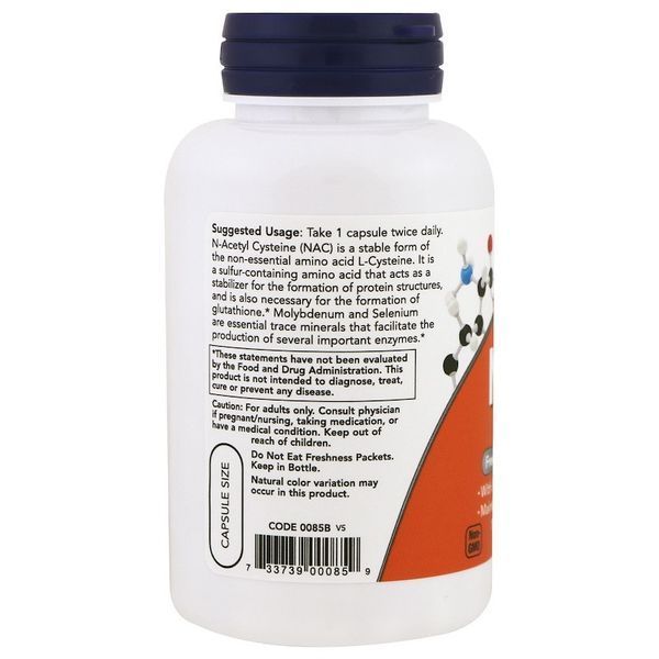Аминокислота NOW Foods NAC 600 mg 100 Caps 148134 Proteininlviv