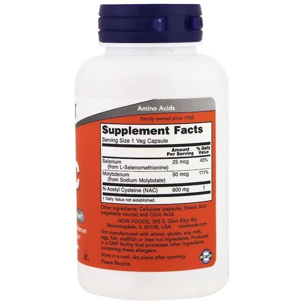 Аминокислота NOW Foods NAC 600 mg 100 Caps 148134 Proteininlviv