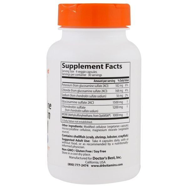 Glucosamine Chondroitin MSM with OptiMSM Doctor's Best 120 VCaps 116008 Proteininlviv