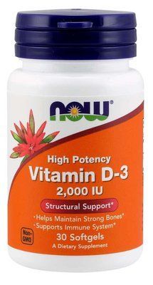 Витамин NOW Foods Vitamin D-3 High Potency 2,000 IU 30 Softgels 148153 Proteininlviv