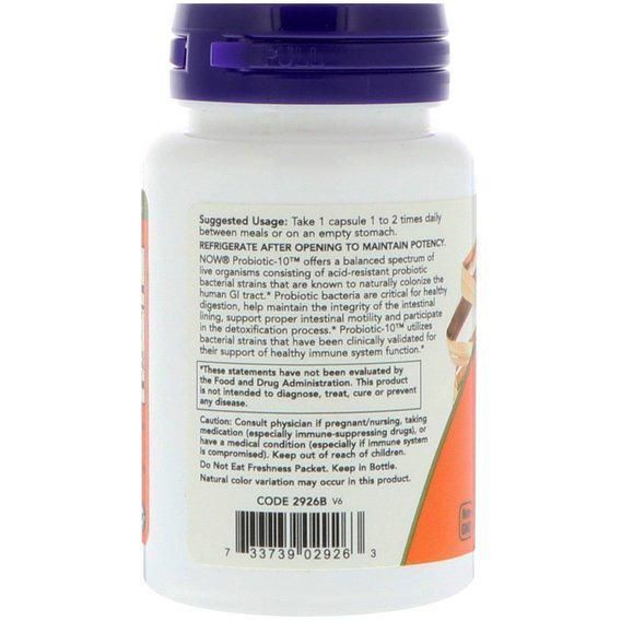 Пробиотики NOW Foods Probiotic-10 25 Billion 50 Veg Caps 148340 Proteininlviv