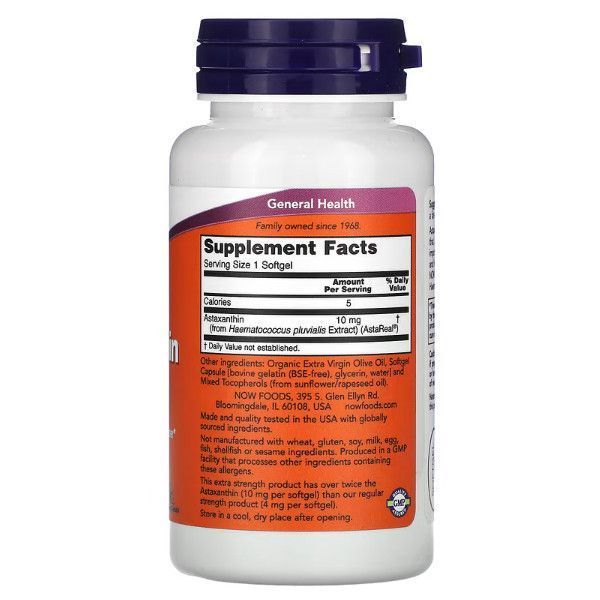 NOW Foods Astaxanthin 10 mg 60 Softgels 148416 Proteininlviv