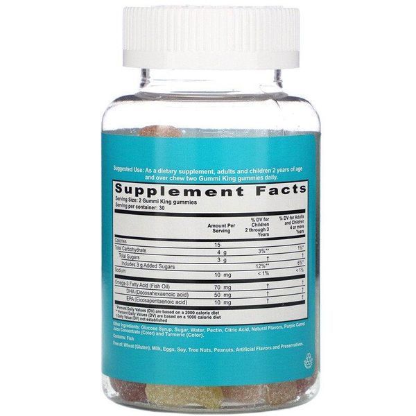 GummiKing Omega-3 DHA+EPA для детей 60 Gummies (Strawberry, Orange, Lemon) 134011 Proteininlviv