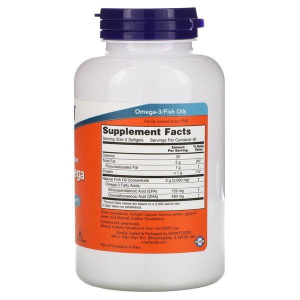 Жирные кислоты NOW Foods Super Omega EPA 1200 mg (360/240) Double Strength 120 Softgels 148241 Proteininlviv
