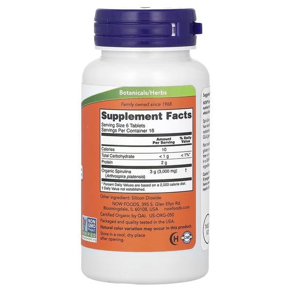 Spirulina Now Foods 500 mg 100 Tabs 148045 Proteininlviv