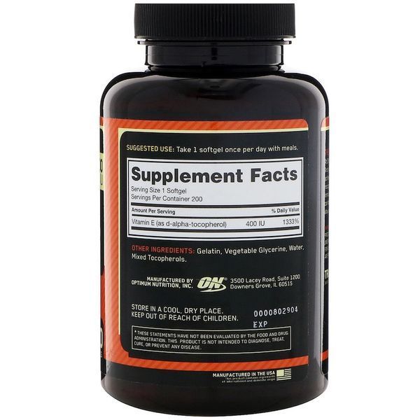 Витамин Optimum Nutrition Vitamin E 400 IU 200 caps 153067 Proteininlviv