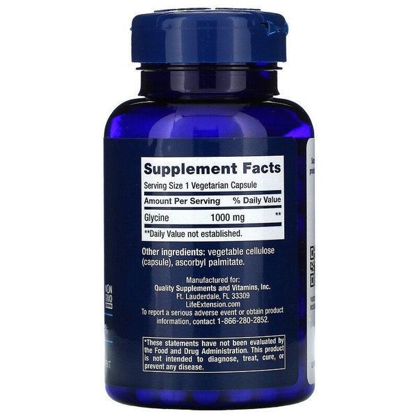 Амінокислота Life Extension Glycine 1000 mg 100 veg Caps 300003 Proteininlviv