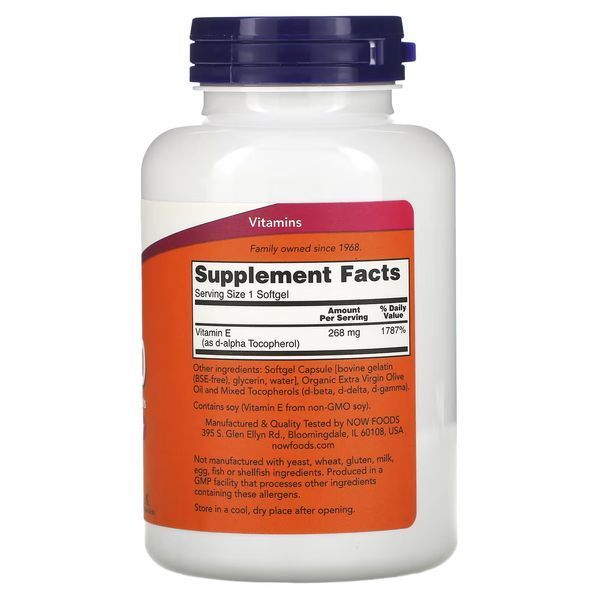 Витамин Е Now Foods Vitamin E-400 With Mixed Tocopherols 250 Softgels 148343 Proteininlviv