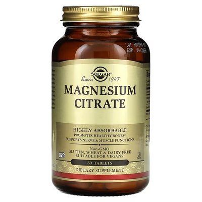 Минералы Solgar Magnesium Citrate, 60 Tablets Цитрат магния 169108 Proteininlviv