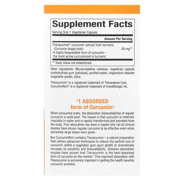 Куркумін Natural Factors CurcuminRich Theracurmin 60 Caps 176018 Proteininlviv