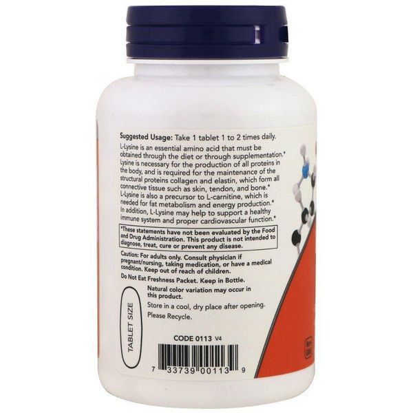 L-Lysine 1000 mg NOW Foods 100 Tabs 148028 Proteininlviv