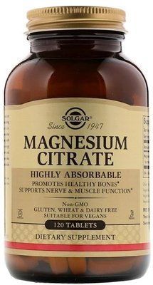 Мінерали Solgar Magnesium Citrate, 120 Tablets Цитрат магнію 169063 Proteininlviv