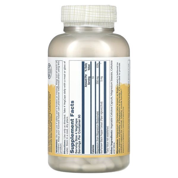 Гліцинат Магнію Solaray High Absorption Magnesium Glycinate 350 mg 240 Caps 143032 Proteininlviv