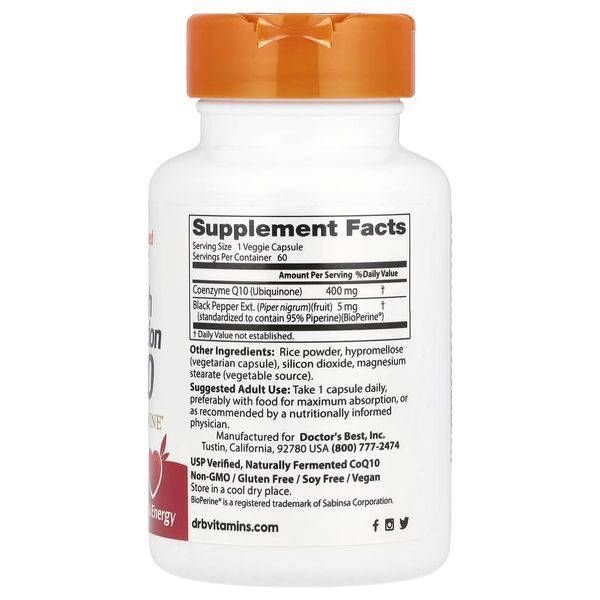 High Absorption CoQ10 с BioPerine Doctor's Best 400 mg 60 Caps 116012 Proteininlviv