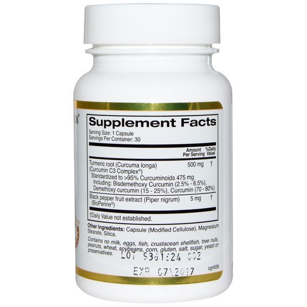 Curcumin C3 Complex 500 mg Калифорния Gold Nutrition 30 VCaps 114002 Proteininlviv