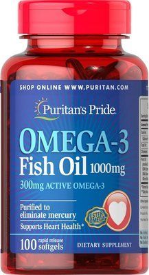 Omega 3 Fish Oil 1000 mg Puritan's Pride 100 Softgels 163006 Proteininlviv
