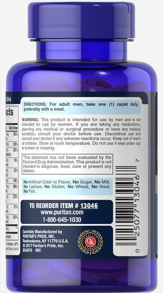 Витаминно-минеральный комплекс Puritan's Pride One Daily Men's Multivitamin 100 caplets 163007 Proteininlviv
