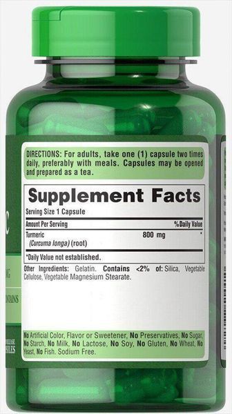 Куркумин Puritan's Pride Turmeric Curcumin 800 mg 100 Caps 163145 Proteininlviv
