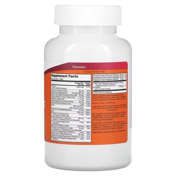 Вітамінно-мінеральний комплекс NOW Foods Daily Vits 250 Tabs 148145 Proteininlviv