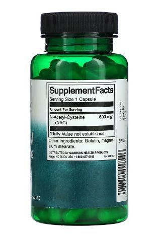 Аминокислота Swanson NAC N-Acetyl Cysteine ​​600 mg 100 Caps 174012 Proteininlviv