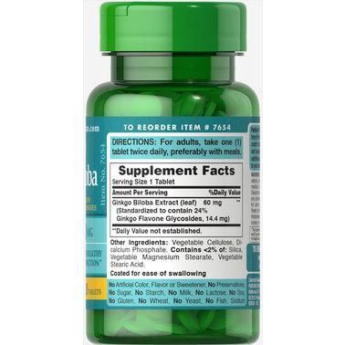 Экстракт Гинкго Билоба Puritan's Pride Ginkgo Biloba 60 mg 120 caps 163096 Proteininlviv