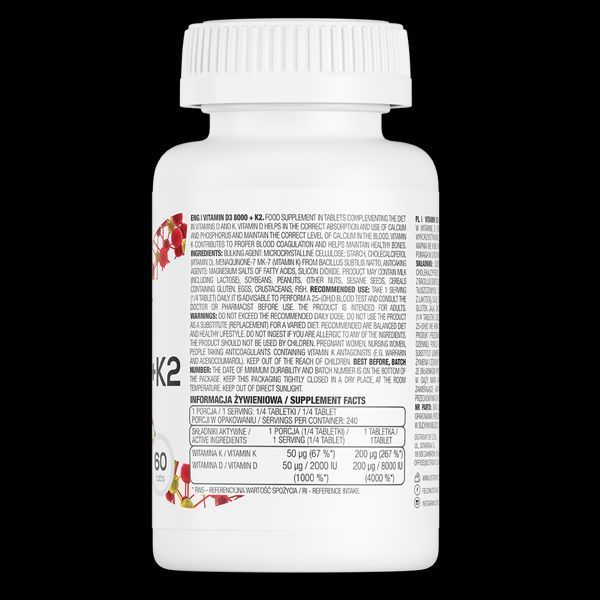 OstroVit Vitamin D3 8000 + K2 60 Tabs 155292 Proteininlviv