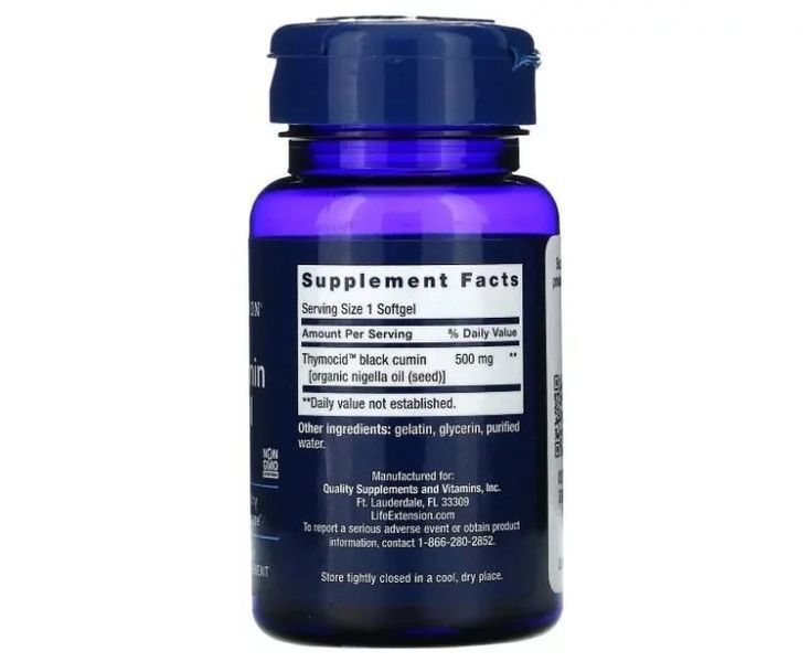 Олія насіння чорного кмину Life Extension Black Cumin Seed Oil 60 Softgels 300009 Proteininlviv