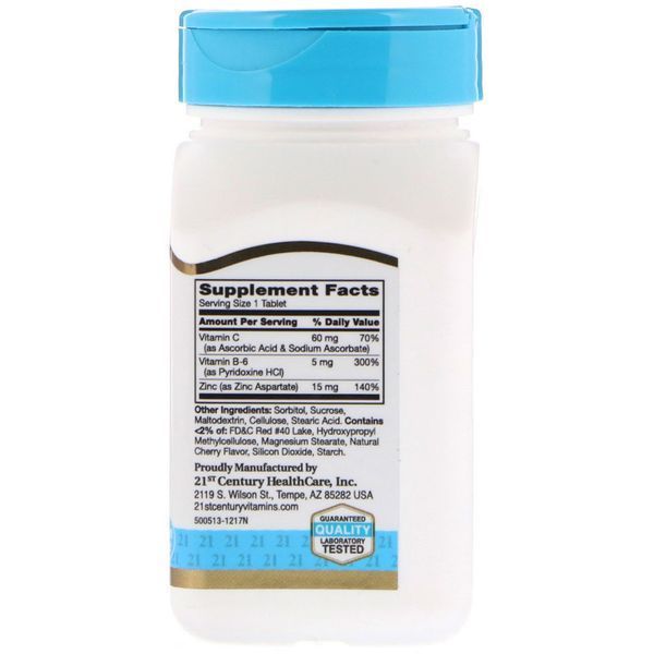 21st Century Zinc Plus Vitamins C & B-6 90 Tabs (Cherry) 101059 Proteininlviv