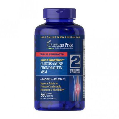 Puritan's Pride Triple Strength Glucosamine Chondroitin & MSM Joint Soother 360 Caplets 163177 Proteininlviv