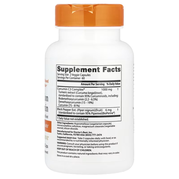Curcumin C3 Complex High Absorption 1000 mg Doctor's Best 120 caps 116013 Proteininlviv