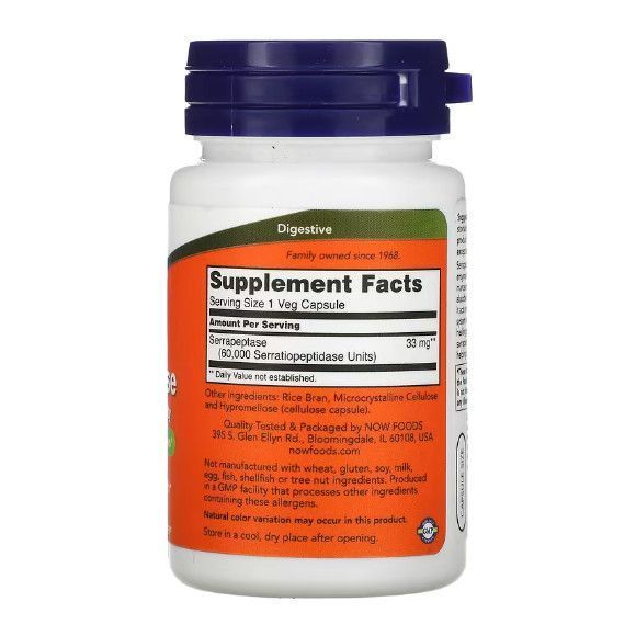 NOW Foods Serrapeptase 60 Veg Caps 148466 Proteininlviv