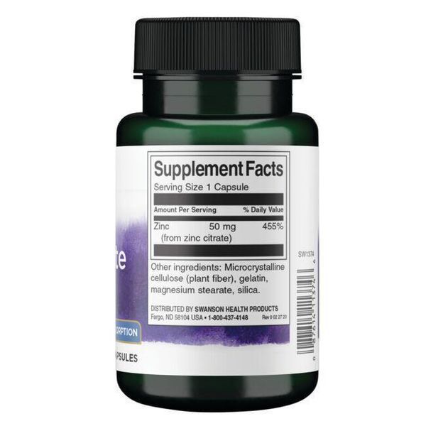 Swanson Zinc Citrate 50 mg 60 Caps 174046 Proteininlviv