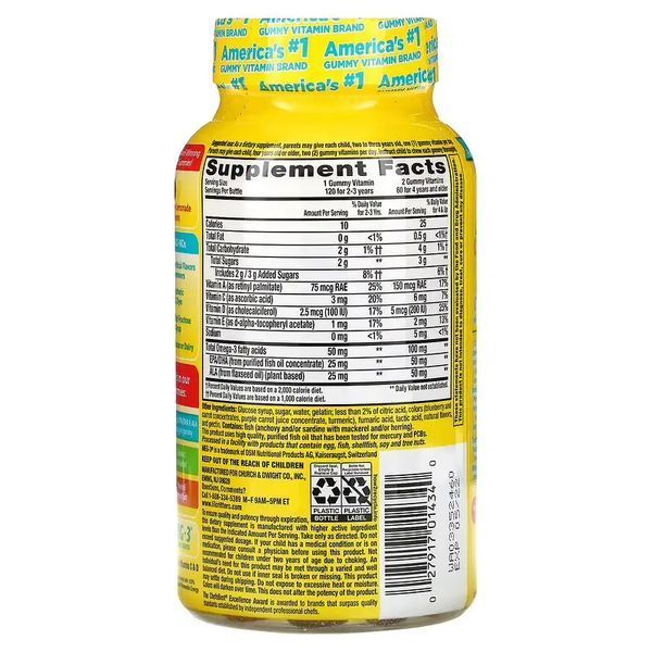 Жирные кислоты L'il Critters Omega-3 (Raspberry-Lemondade Flavors) 120 Gummies 134003 Proteininlviv