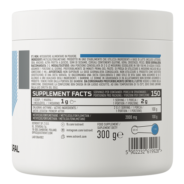 Хондропротектор OstroVit MSM 300g 155196 Proteininlviv