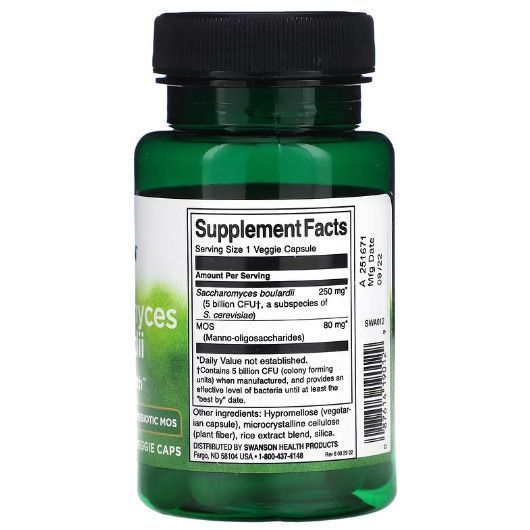 Пробіотики Swanson Saccharomyces Boulardii 5 Billion CFU 30 Veg Caps 174159 Proteininlviv