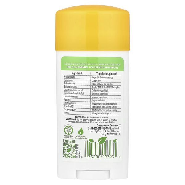 Натуральний дезодорант Arm & Hammer Essentials with Natural Deodorizers Deodorant 71 g (Rosemary Lavender) 228010 Proteininlviv