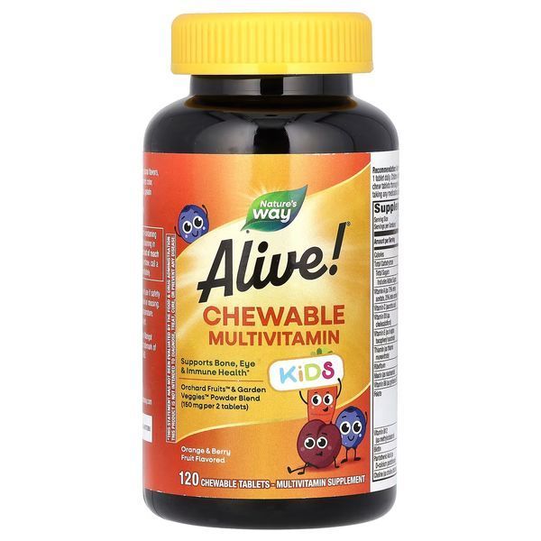 Мультивітаміни для дітей Nature's Way Alive! Kids Chewable Multi-Vitamin 120 Tabs (Orange + Berry) 104001 Proteininlviv