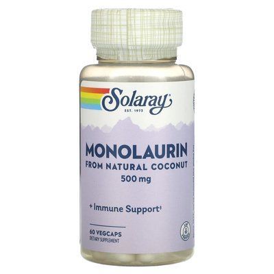 Витамины для иммунитета Solaray, Monolaurin 500 mg 60 Veg Caps (срок 11/25) 143008 Proteininlviv