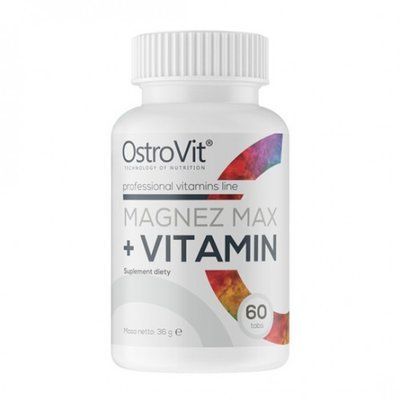 Комплекс вітамінів та мінералів OstroVit Magnez Max + Vitamin 60 tabs 155178 Proteininlviv