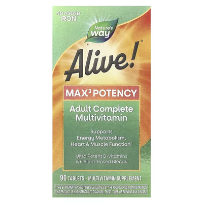 Мультивітаміни Nature's Way Alive! Max3 Daily Multi-Vitamin No Added Iron 90 Tabs 104002 Proteininlviv
