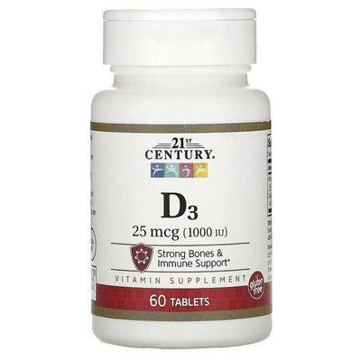 Вітамін D3 21st Century High Potency 1000 IU 60 tabs 101035 Proteininlviv